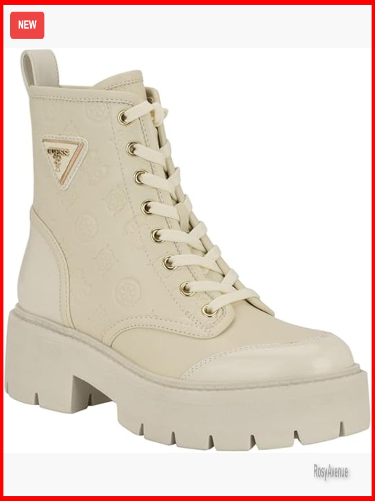 Women's Combat Booties With Chunky Lug Sole And Zipper Closure, Size 9